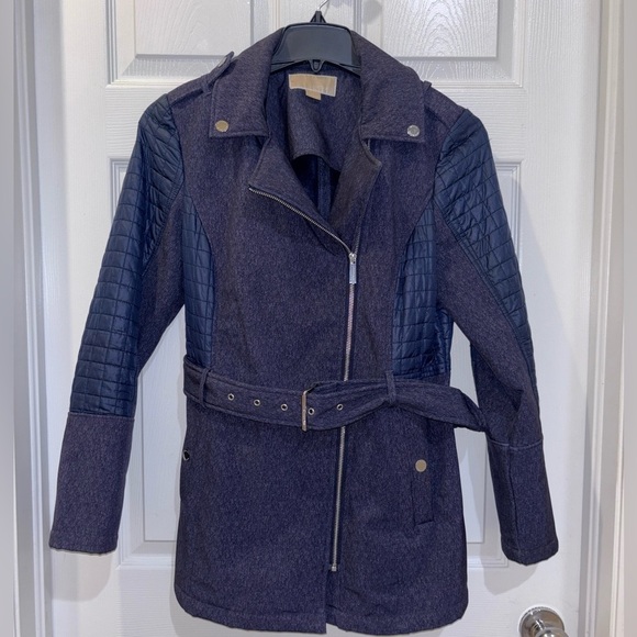 MICHAEL Michael Kors Jackets & Blazers - Michael Kors Women's Navy Blue Heather Winter Rain Coat Jacket SZ M